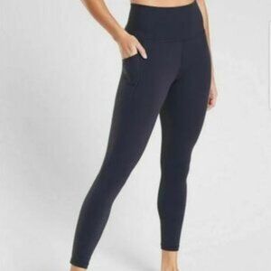 Athleta Navy Heather Salutation Stash Pocket II SoftLuxe Tight (Size M)